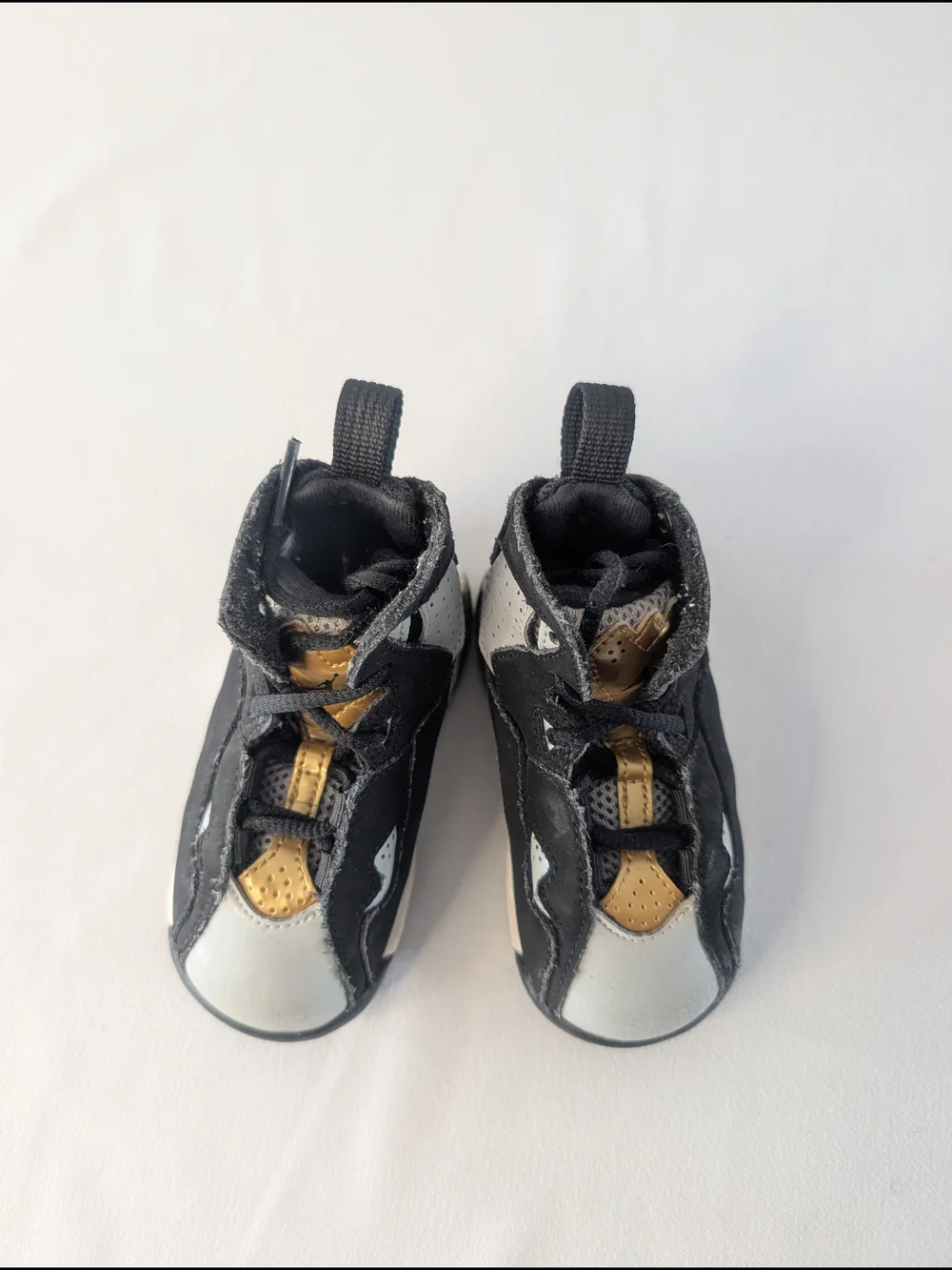 Nike Jordan True Flight Baby Black, Gray and Gold Sneakers